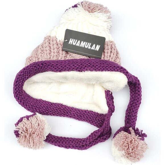 Women Pink PurpleWinter Peruvian Cover Ears Beanie Hat Ear Flaps Sherpa Ski Snow main image 4